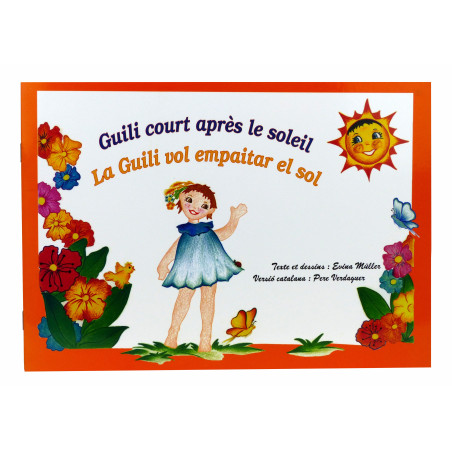 Album illustré "Guili court après le soleil" ~ "La Guilí  vol empaitar el sol" (première de couverture)