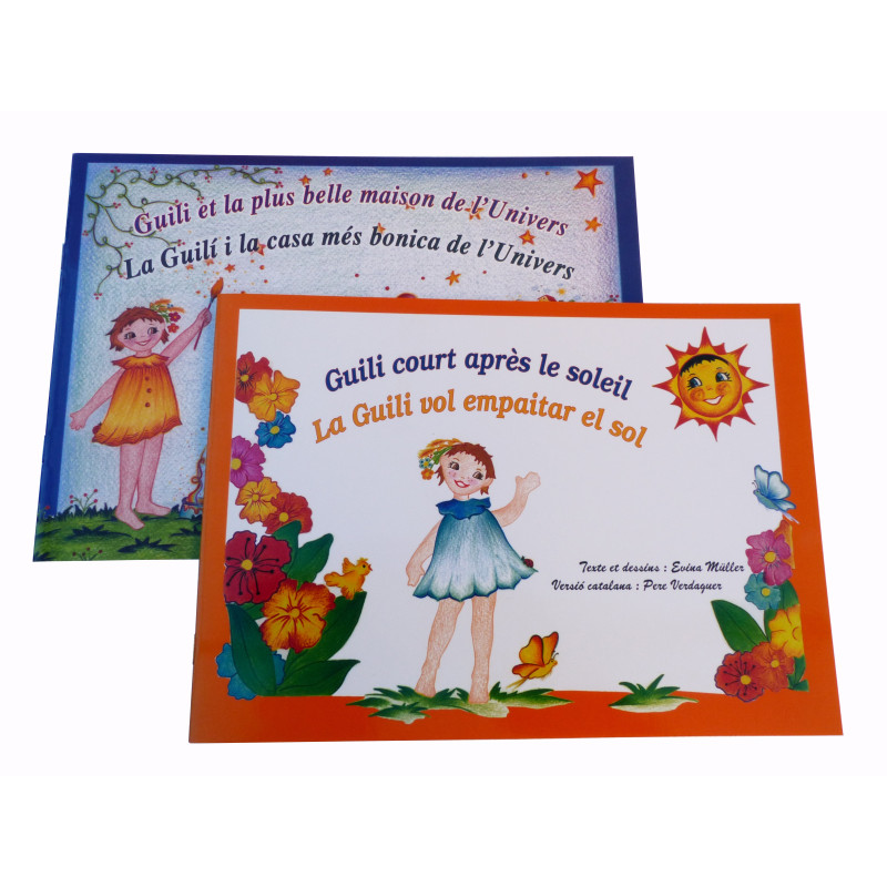 Lot de deux albums illustrés : "Guili court après le soleil & Guili et la plus belle maison de l’Univers".